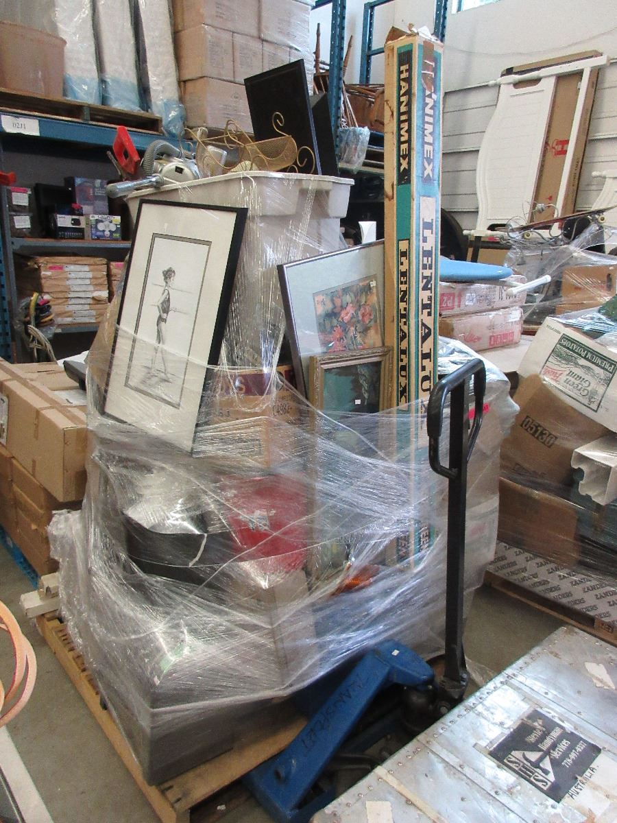 Wrapped skid of used household goods