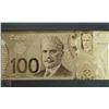 Image 1 : #1-24K GOLD FOIL CANADIAN ONE HUNDRED DOLLAR BILL