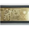 Image 2 : #1-24K GOLD FOIL CANADIAN ONE HUNDRED DOLLAR BILL