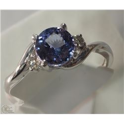 #3-14K WHITE GOLD TANZANITE AND DIAMOND RING