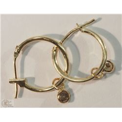 #6-14K YELLOW GOLD DIAMOND HOOP EARRINGS