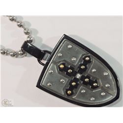 #10-STAINLESS STEEL DIAMOND SHIELD NECKLACE
