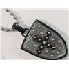 Image 1 : #10-STAINLESS STEEL DIAMOND SHIELD NECKLACE