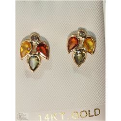 #11-14K YELLOW GOLD SAPPHIRE & DIAMOND EARRINGS