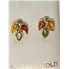 Image 1 : #11-14K YELLOW GOLD SAPPHIRE & DIAMOND EARRINGS