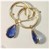 Image 1 : #14-14K YELLOW GOLD SAPPHIRE HOOP EARRINGS