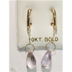 #18-10K YELLOW GOLD QUARTZ DROP EARRINGS