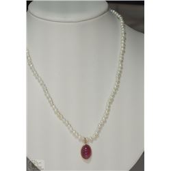 #19-14K YELLOW GOLD RUBY & PEARL CRYSTAL CLASP