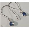 Image 1 : #24-14K WHITE GOLD SAPPHIRE DROP EARRINGS