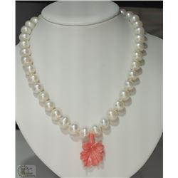#30-STERLING SILVER FRESHWATER PEARL POLY CORAL