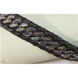 #42-STAINLESS STEEL AND LEATHER MEN'S BRACELET