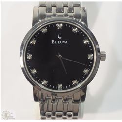 #46-BULOVA MEN'S STAINLESS STEEL DIAMOND WATCH