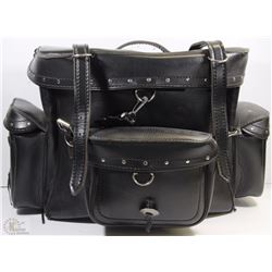 LEATHER BIKERS SIDE BAG WITH 4 COMPARTMENTS&BUCKLE
