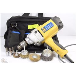 POWERFIST 1/2" DRIVE D-HANDLE DRILL WITH BAG &