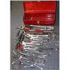 Image 1 : RED TOOLBOX WITH ASSORTED WRENCHES,SCREWDRIVERS