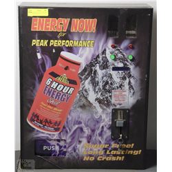 ENERGY DRINK VENDING MACHINE - COMES WITH KEYS,