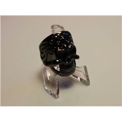 BLACK STAINLESS STEEL SKULL RING SZ 9