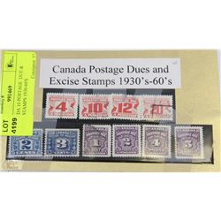 U)CANADA 10 POSTAGE  DUE & EXCISE STAMPS 1930-60'S