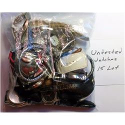 LOT OF 15 ASSORTED UNTESTED WATCHES