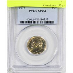 K)1975 JEFFERSON NICKEL PCGS MS64