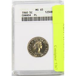 G)1960 CANADA 5 CENTS ANACS MS65