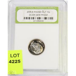 2005 S ROOSEVELT 10 CENT DCAM GEM PROOF COIN