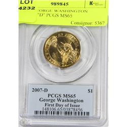 E)2007 GEORGE WASHINGTON DOLLAR "D" PCGS MS65