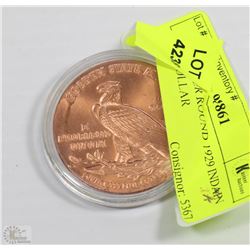 T) 1-OZ COPPER ROUND 1929 INDAIN HEAD $5 DOLLAR