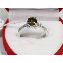 #33NATURAL PERIDOT + CZ .925 STERLING SILVER RINGS
