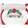 Image 1 : #12NATURAL RUBY + EMERALD .925 STERLING SILVER
