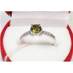 #34NATURAL PERIDOT + CZ .925 STERLING SILVER RINGS