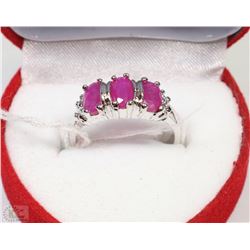 #15NATURAL ENHANCED RUBY + CZ .925 STERLING SILVER