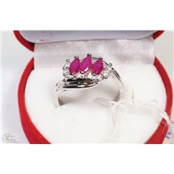 #22NATURAL ENHANCED RUBY + CZ .925 STERLING SILVER
