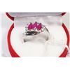 Image 1 : #22NATURAL ENHANCED RUBY + CZ .925 STERLING SILVER
