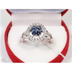 #36TURKISH BLUE SAPPHIRE + CZ .925 STERLING SILVER