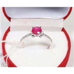 #24NATURAL ENHANCED RUBY + CZ .925 STERLING SILVER
