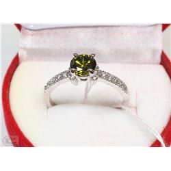 #32NATURAL PERIDOT + CZ .925 STERLING SILVER RINGS