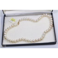 KREMENTZ PEARL NECKLACE W/ 10K YELLOW GOLD CLASP