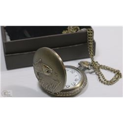 BRONZE POCKET FISH FACE WATCH