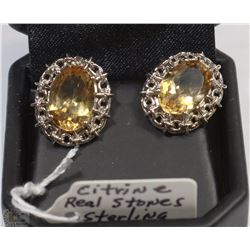 #9- 925 STERLING SILVER EARRINGS WITH CITRINE