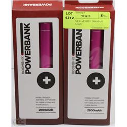 SET OF 2 NEW MOBILE 2800MAH POWER BANKS