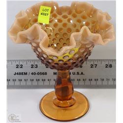 FENTON OPALESCENT HOBNAIL OPEN RUFFLED FOOTED