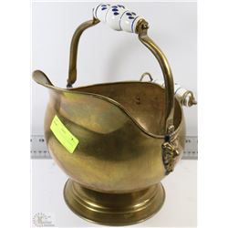BRASS CAN WITH PORCELAIN HANDLES