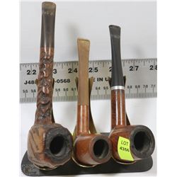 3 EARLY 1900'S TOBACCO PIPES IN STAND