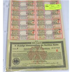 LOT OF 3 GERMAN 100,000 MARKS POST WAR BONDS X3