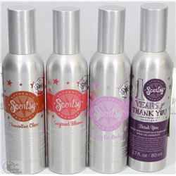 FOUR BRAND NEW SCENTSY ROOM SPRAYS 80ML