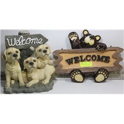 BEARFOOTS HANGING WELCOME SIGN AND PUPPIES WELCOME