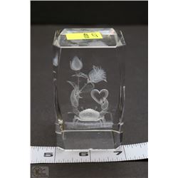 3D LASER ETCHED CRYSTAL CUBE