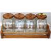 Image 1 : OAK 4 CANNISTER SET WITH STANDING RACK 10"X20"