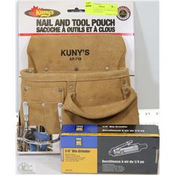 BRAND NEW KUNY LEATHER NAIL & TOOL POUCH WITH